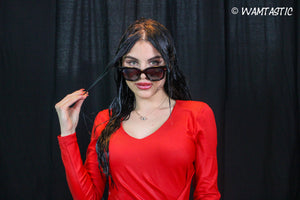 Playboy model Izunia soaking a red dress!